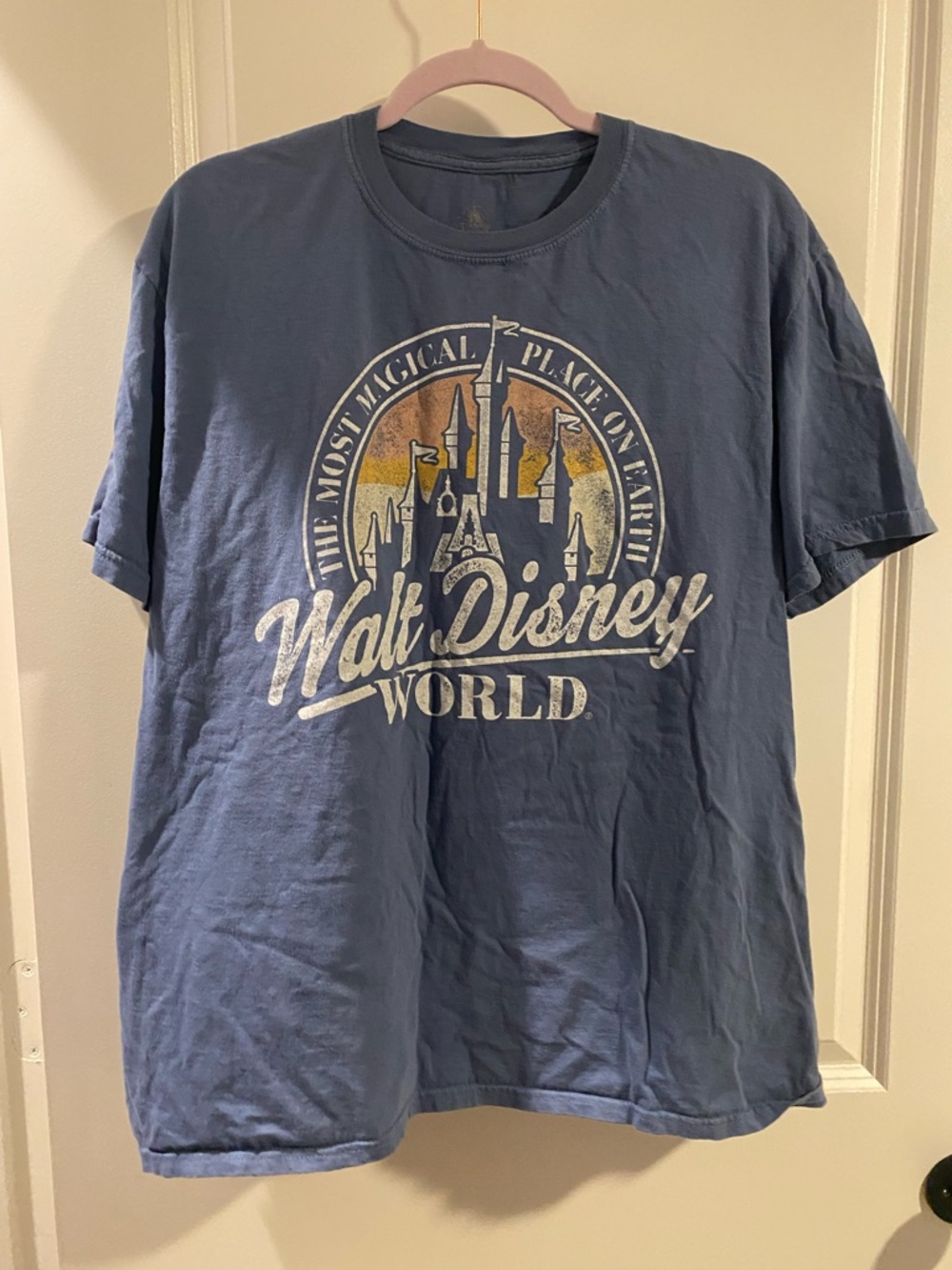 Disney World Blue Cotton Tee with Cream Print